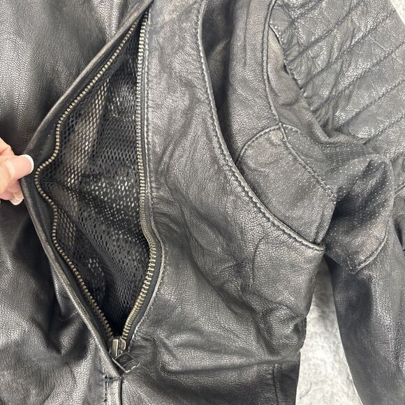 Harley-Davidson Women’s Black Core Washed Leather Biker Jacket XL Vented Side - Picture 14 of 16